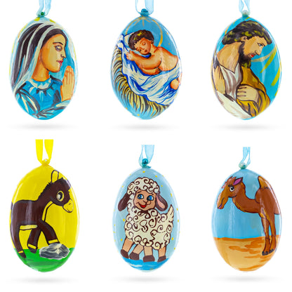 Set of 6 Nativity Scene Set Ukrainian Wooden Christmas Ornaments 3 Inches