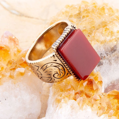 Stamped Orange Carnelian Golden Ring Barse Jewelry