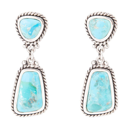 Statement Turquoise and Sterling Silver Roped Earrings Barse Jewelry
