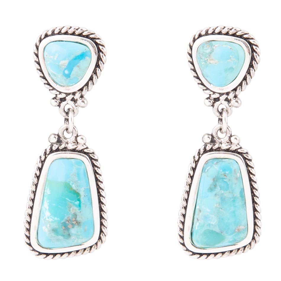 Statement Turquoise and Sterling Silver Roped Earrings Barse Jewelry