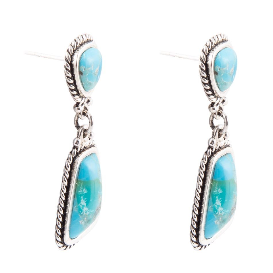 Statement Turquoise and Sterling Silver Roped Earrings Barse Jewelry