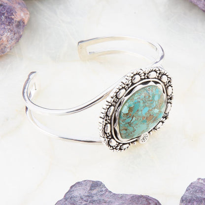 Sterling Silver and Blue Turquoise Cuff Bracelet Barse Jewelry