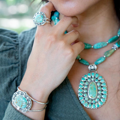 Sterling Silver and Blue Turquoise Cuff Bracelet Barse Jewelry