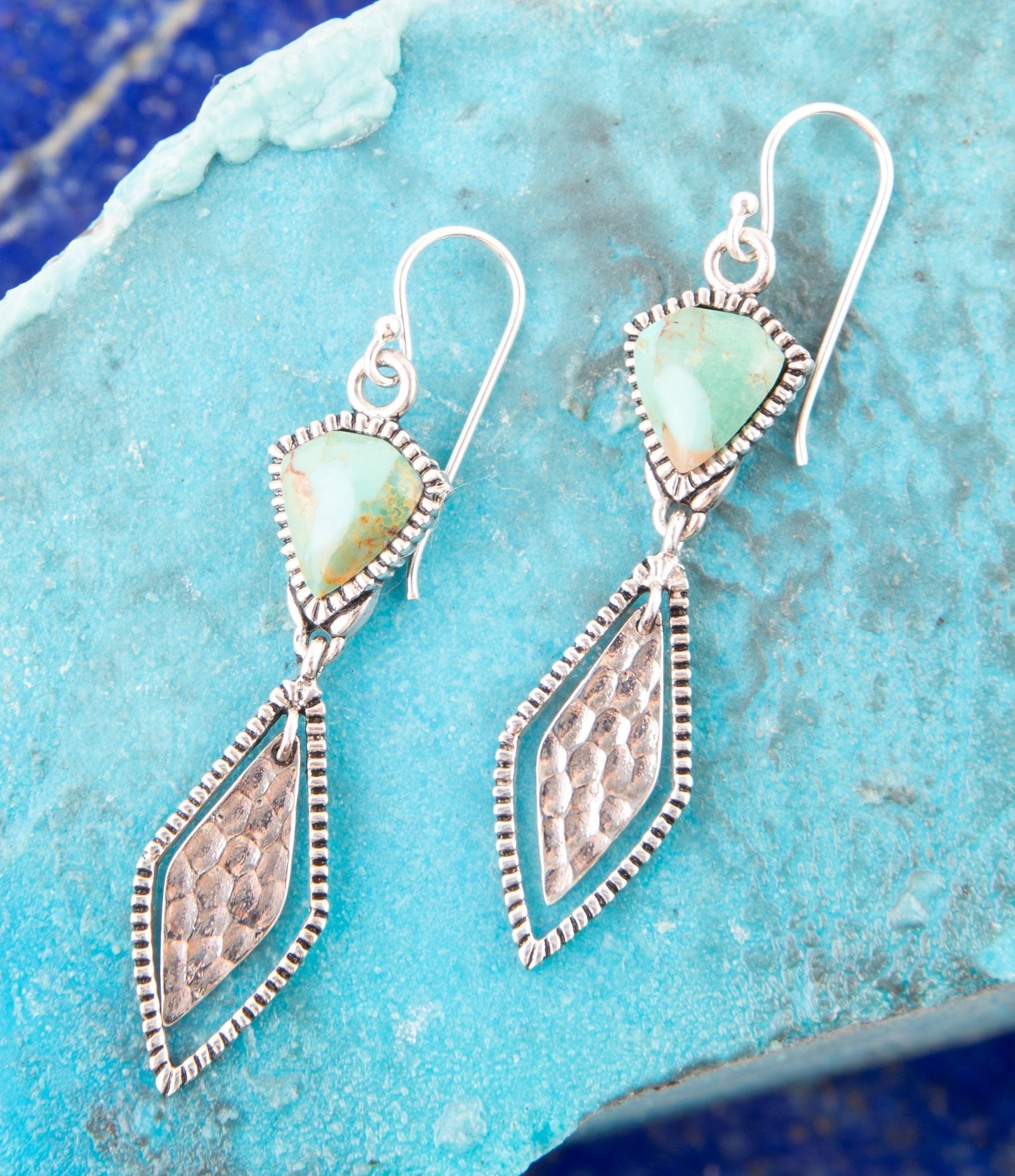 Sterling Silver and Turquoise Shield Drop Earrings Barse Jewelry