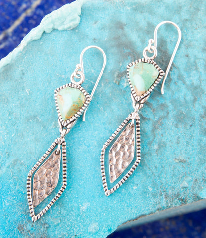Sterling Silver and Turquoise Shield Drop Earrings Barse Jewelry