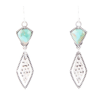 Sterling Silver and Turquoise Shield Drop Earrings Barse Jewelry