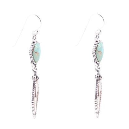 Sterling Silver and Turquoise Shield Drop Earrings Barse Jewelry