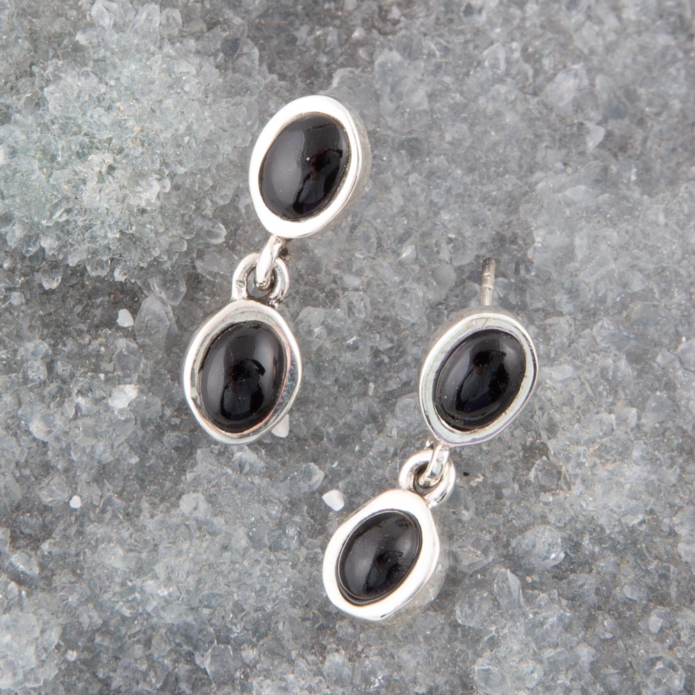 Sterling Silver Black Onyx Drop Earrings Barse Jewelry