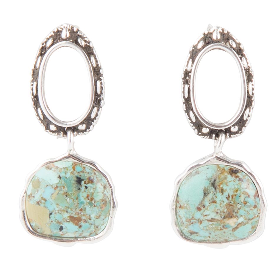 Sterling Silver Blue Turquoise Drop Earrings Barse Jewelry