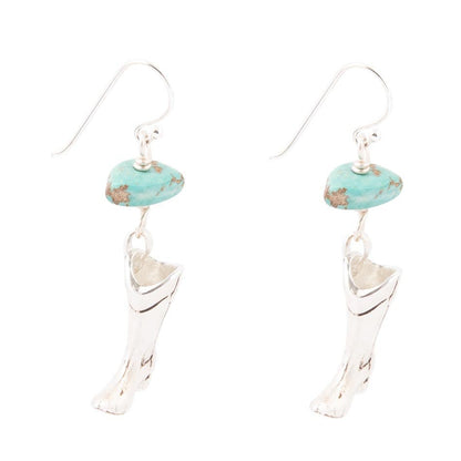 Sterling Silver Boot Charm and Blue Turquoise Earrings Barse Jewelry