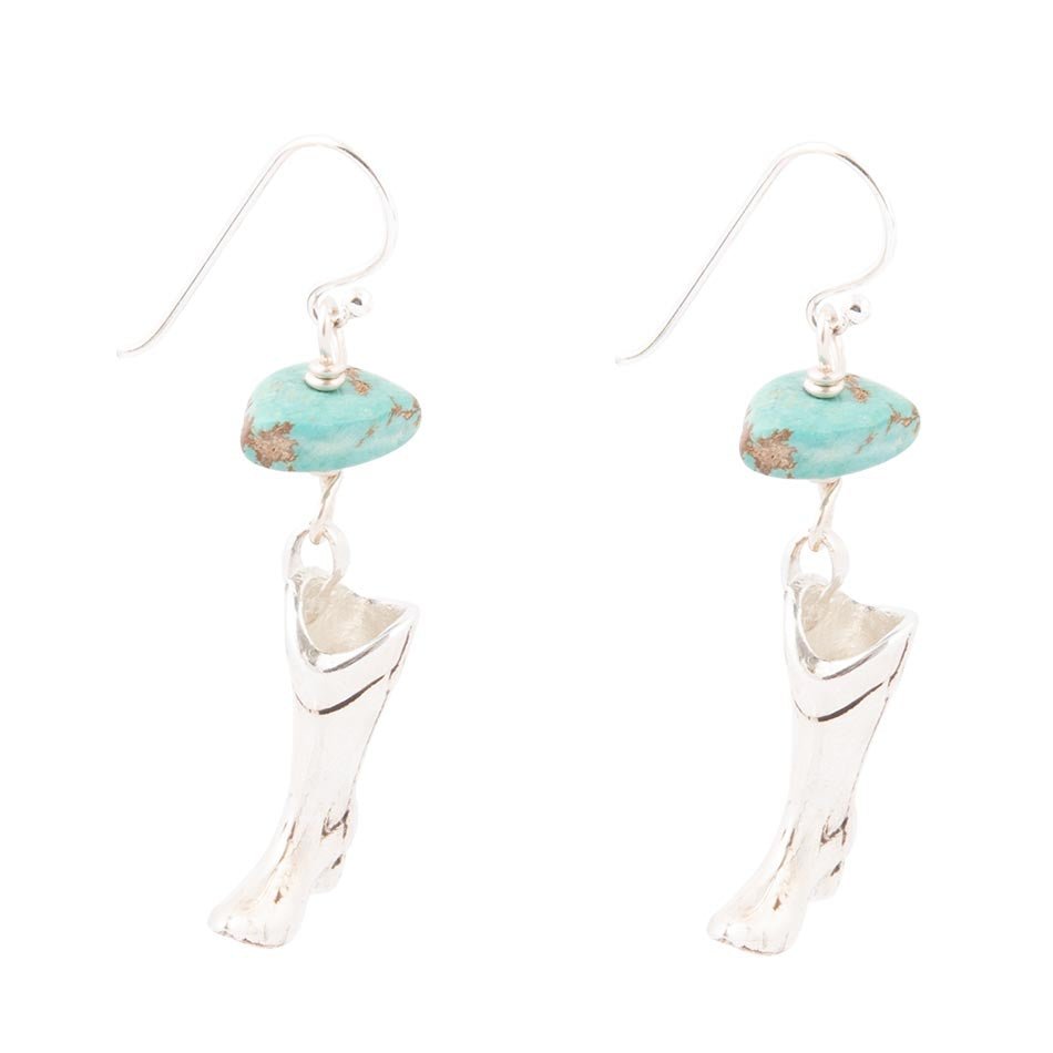 Sterling Silver Boot Charm and Blue Turquoise Earrings Barse Jewelry