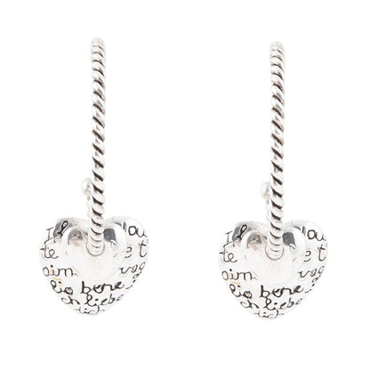 Sterling Silver Engraved Heart Hoop Earrings Barse Jewelry