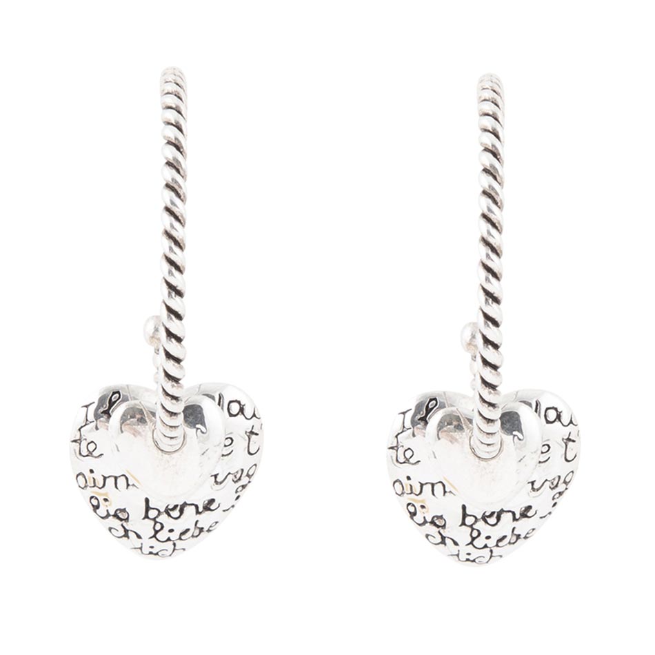 Sterling Silver Engraved Heart Hoop Earrings Barse Jewelry