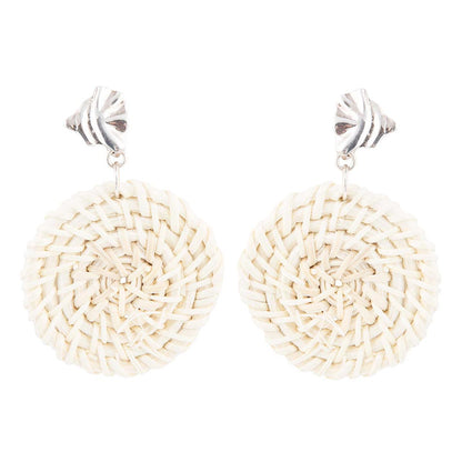 Sterling Silver Tan Rattan Statement Earrings Barse Jewelry