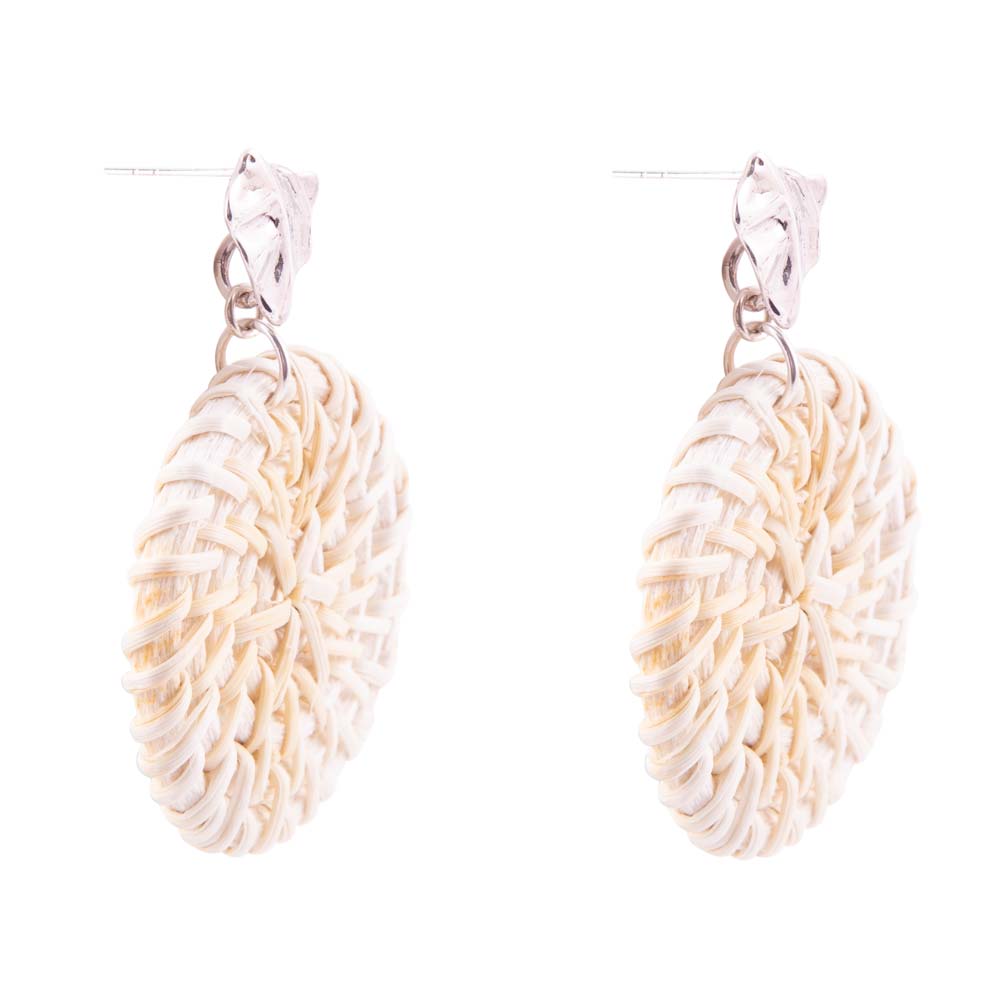Sterling Silver Tan Rattan Statement Earrings Barse Jewelry
