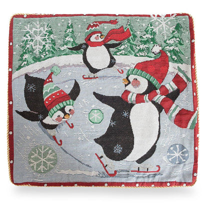 Set of 2 Skating Penguins Christmas Throw Pillow Covers BestPysanky