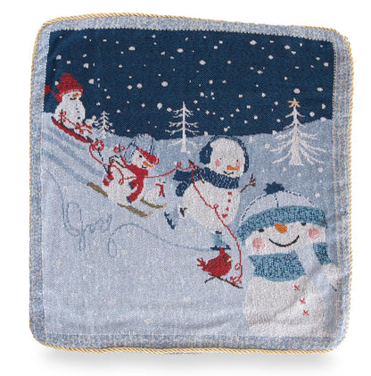 Set of 2 Snowmen Enjoying Winter Sport Parade Christmas Throw Cushion Pillow Covers BestPysanky