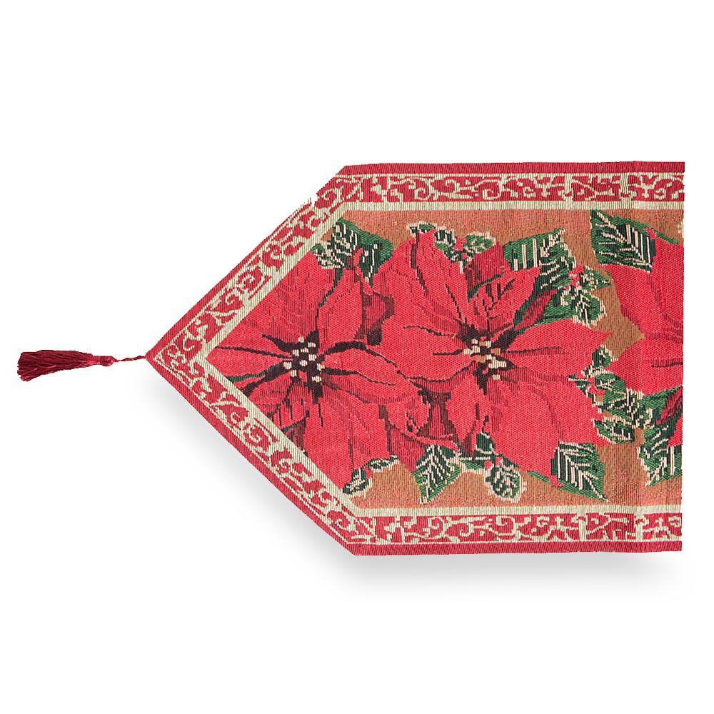 Poinsettia Flowers Christmas Tablecloth Holiday Runner 75 Inches BestPysanky