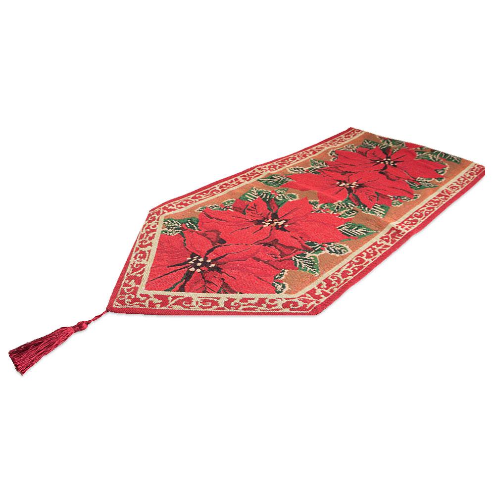 Poinsettia Flowers Christmas Tablecloth Holiday Runner 75 Inches BestPysanky