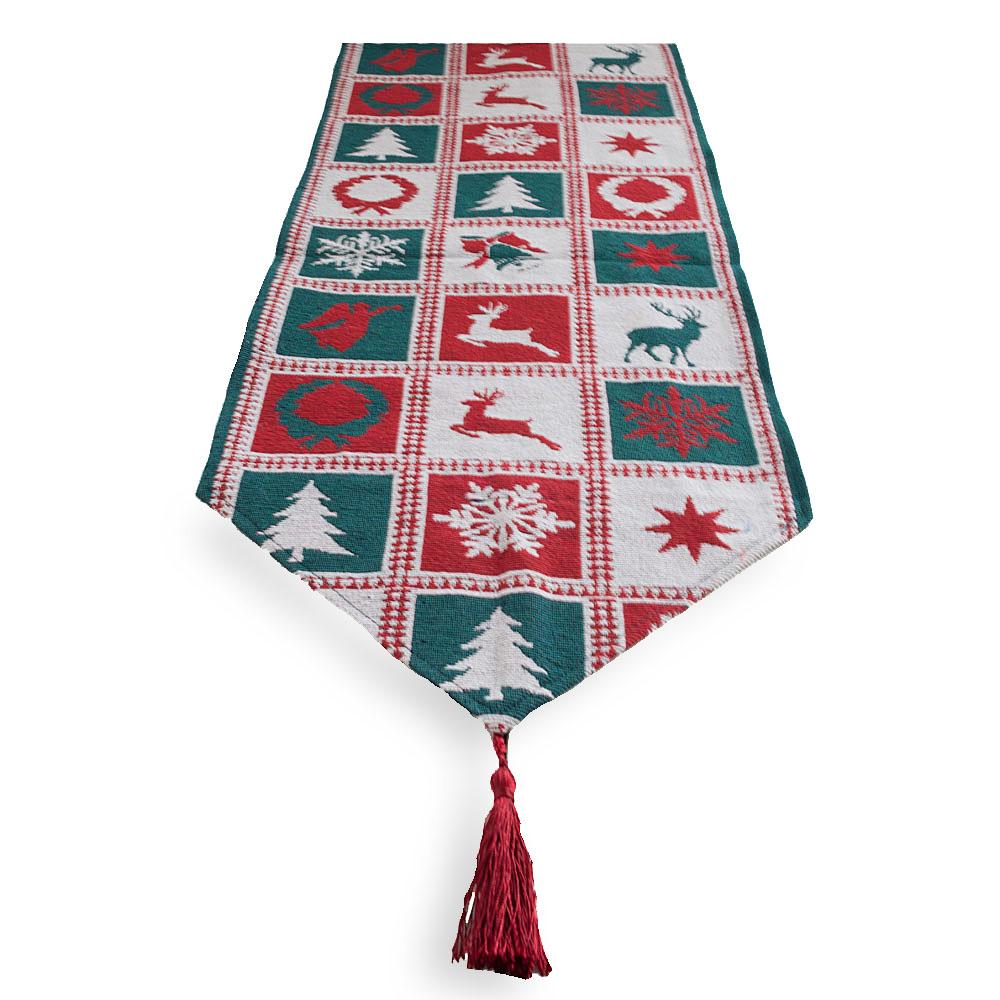 Reindeer Square Patterns Christmas Tablecloth Holiday Runner 75 Inches BestPysanky