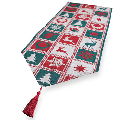 Reindeer Square Patterns Christmas Tablecloth Holiday Runner 75 Inches BestPysanky