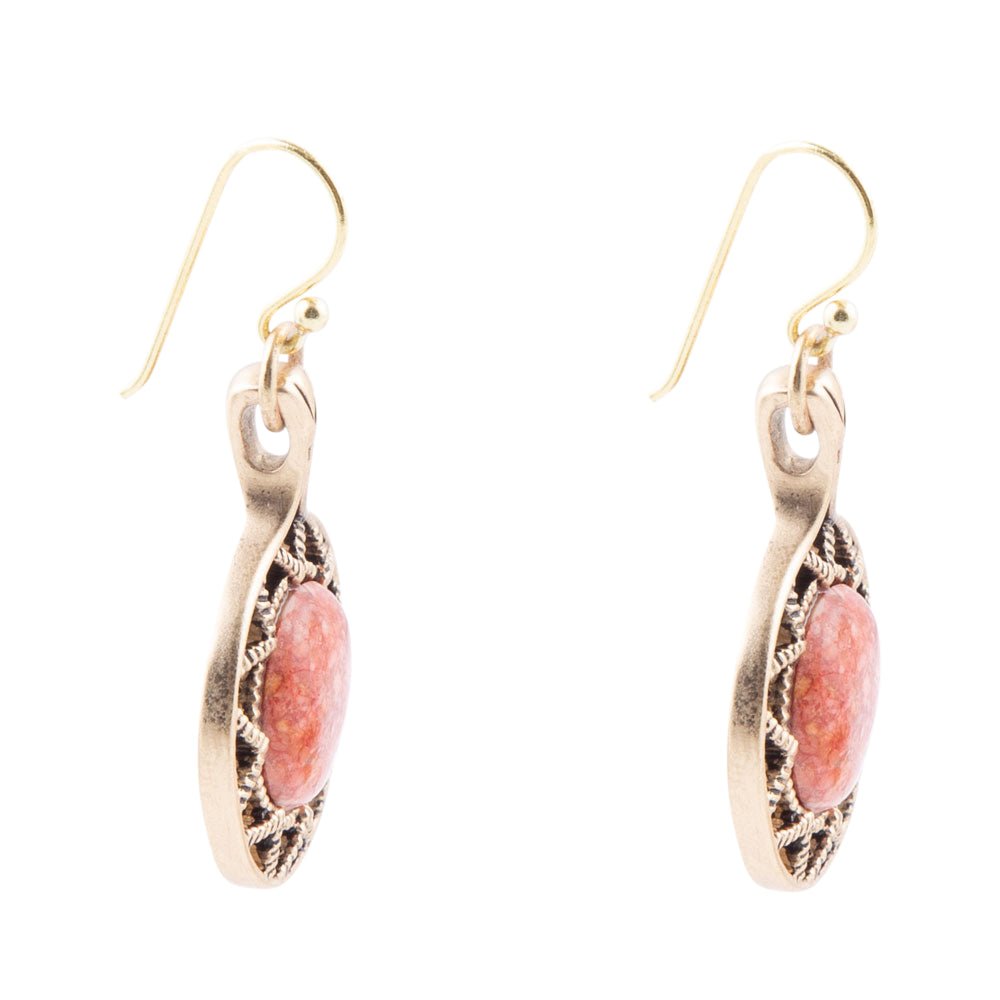 Sun Orange Sponge Coral Golden Drop Earrings Barse Jewelry