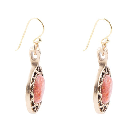 Sun Orange Sponge Coral Golden Drop Earrings Barse Jewelry