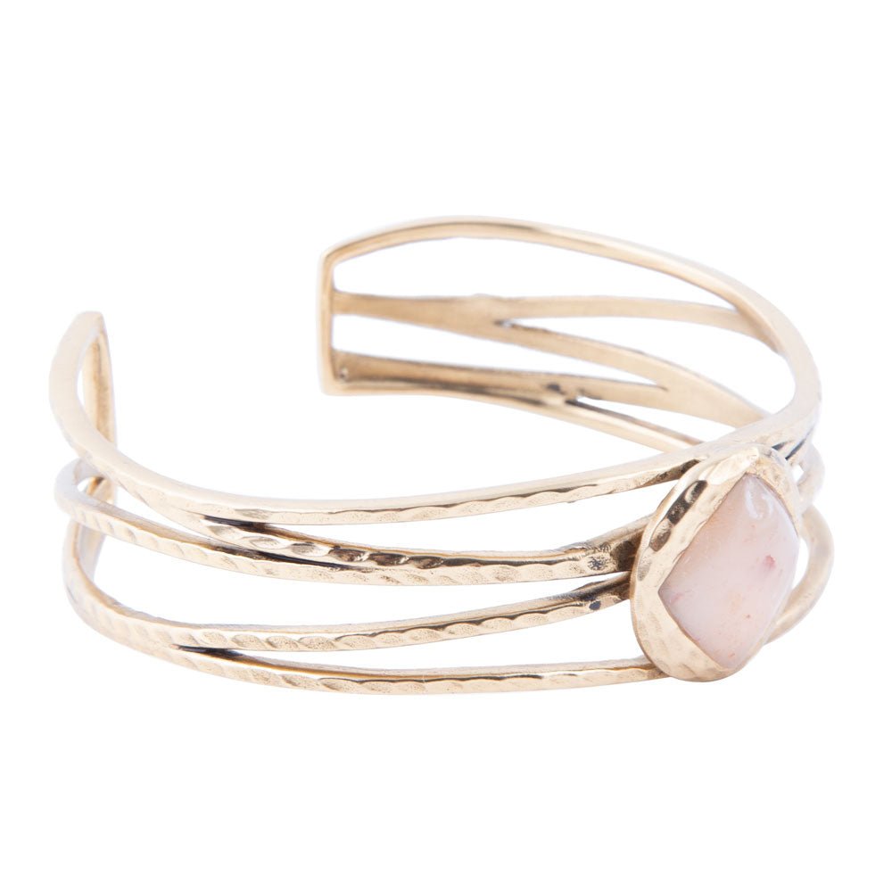 Terra Peach Moonstone and Golden Cuff Bracelet Barse Jewelry