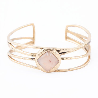 Terra Peach Moonstone and Golden Cuff Bracelet Barse Jewelry
