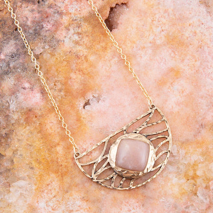Terra Pink Peach Moonstone and Golden Bronze Necklace Barse Jewelry