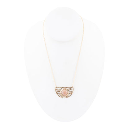 Terra Pink Peach Moonstone and Golden Bronze Necklace Barse Jewelry