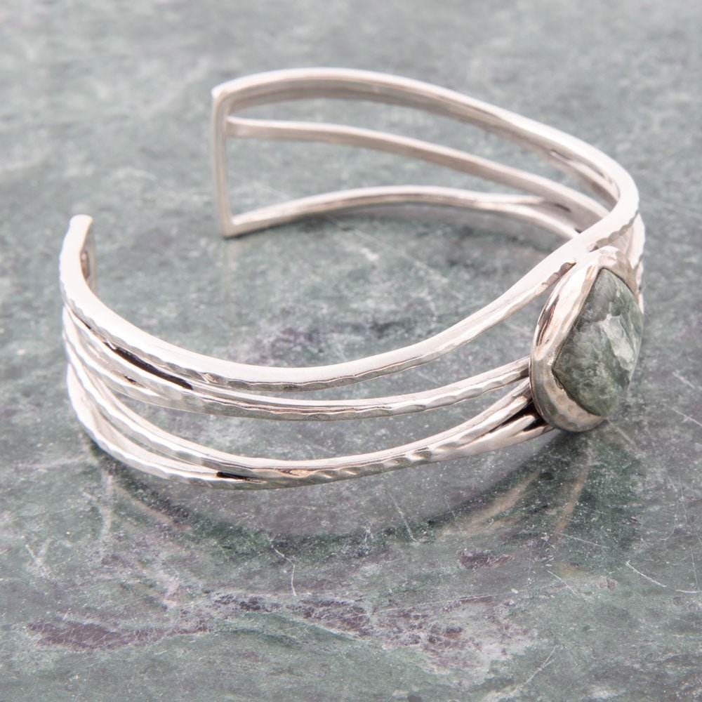 Terra Green Seraphinite and Sterling Silver Cuff Bracelet Barse Jewelry