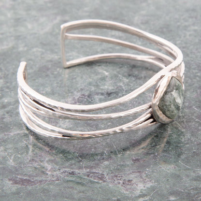 Terra Green Seraphinite and Sterling Silver Cuff Bracelet Barse Jewelry