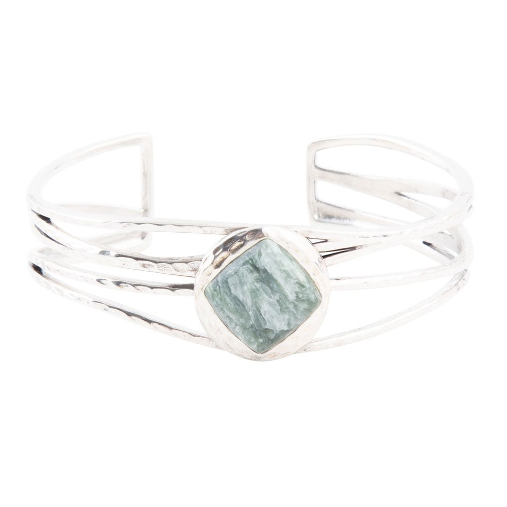 Terra Green Seraphinite and Sterling Silver Cuff Bracelet Barse Jewelry