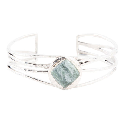 Terra Green Seraphinite and Sterling Silver Cuff Bracelet Barse Jewelry