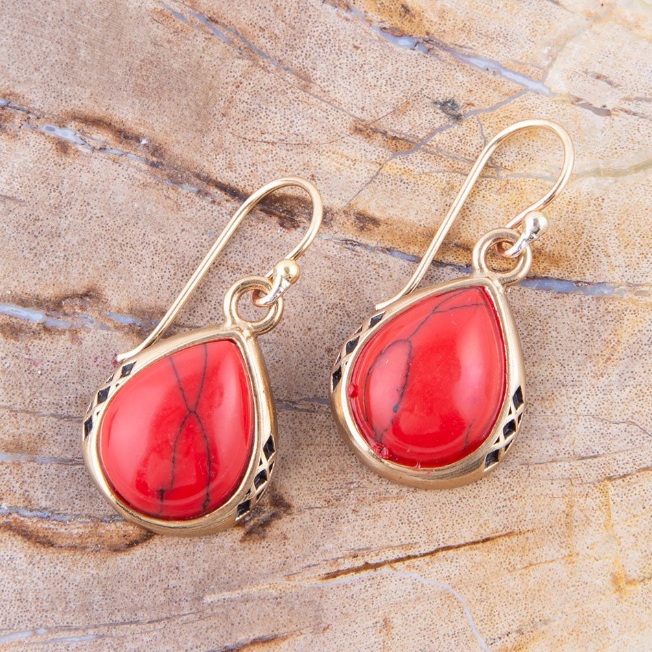 The Perfect Drop Red Howlite Earrings Barse Jewelry