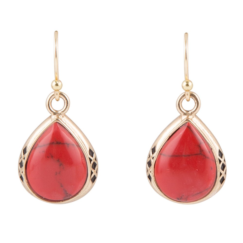 The Perfect Drop Red Howlite Earrings Barse Jewelry