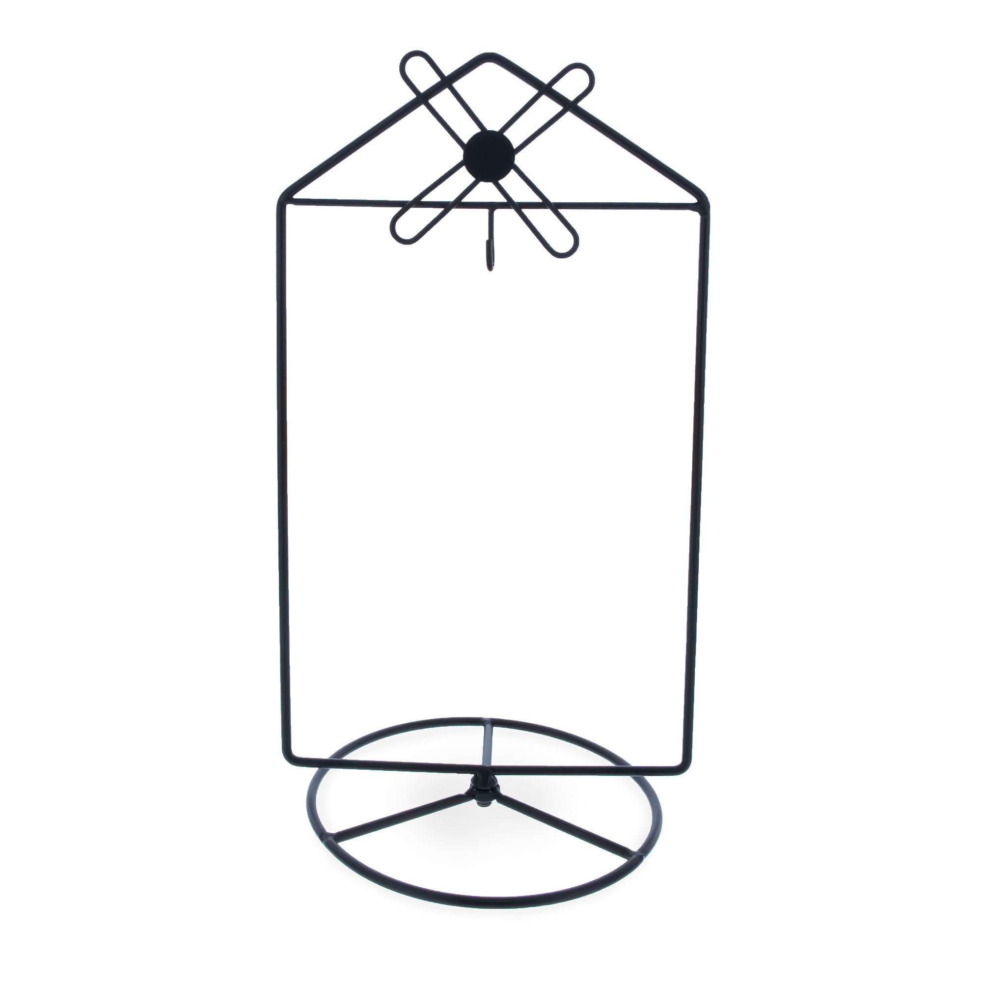 Black Windmill Roof House Hanging Photo Picture Frame and Metal Ornament Stand 10.15 Inches