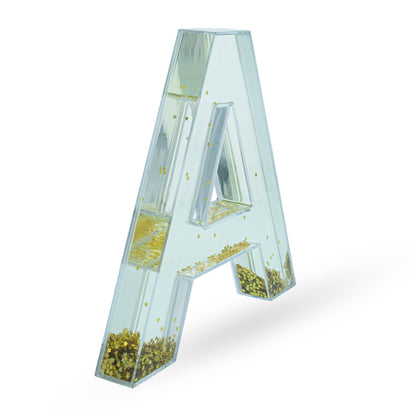 Letter A Glitter-Filled Acrylic Snow Globe