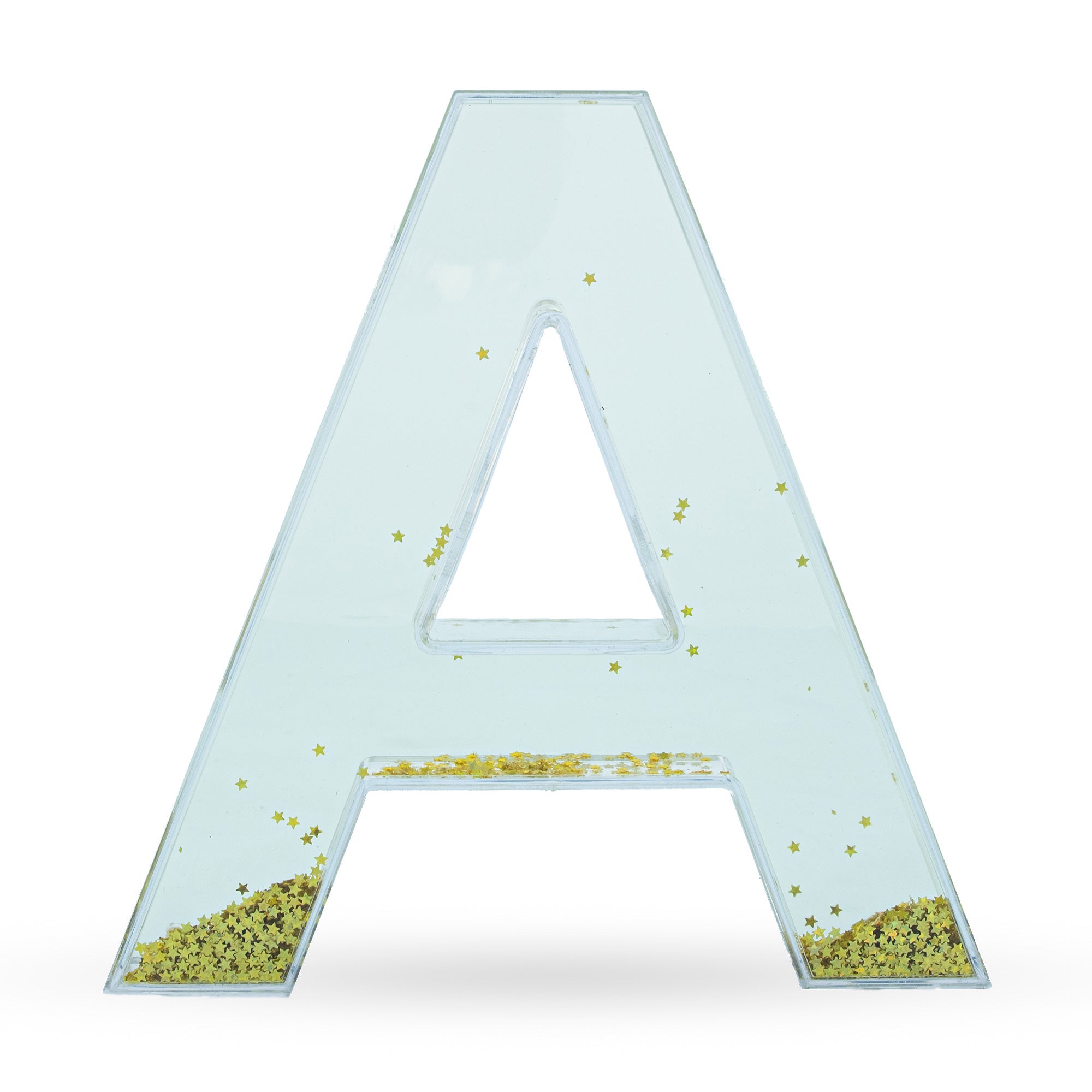 Letter A Glitter-Filled Acrylic Snow Globe