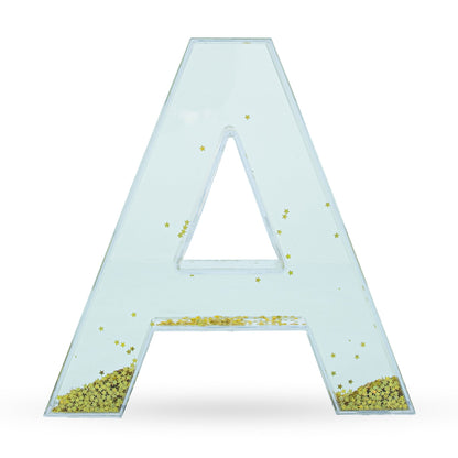 Letter A Glitter-Filled Acrylic Snow Globe
