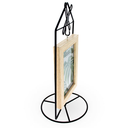 Black Windmill Roof House Hanging Photo Picture Frame and Metal Ornament Stand 10.15 Inches