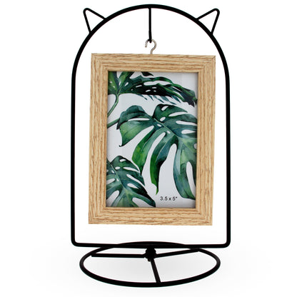 Black Cat Hanging Photo Picture Frame and Metal Ornament Stand 9.25 Inches