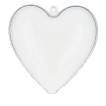 Set of 6 Clear Plastic Heart Ornaments DIY Craft 3 Inches