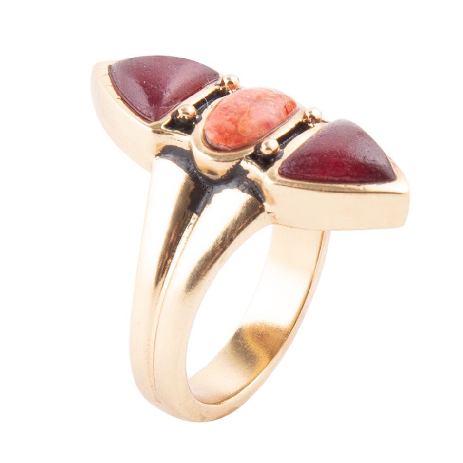 Tri-Stone Bordeaux Quartz Ring Barse Jewelry