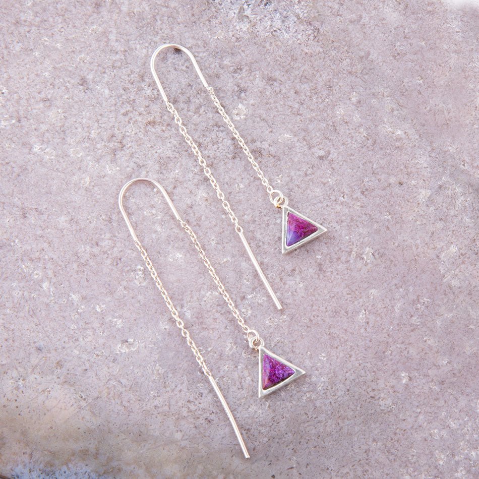 Triangle Threader Purple Turquoise and Sterling Silver Earrings Barse Jewelry