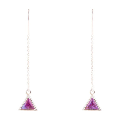 Triangle Threader Purple Turquoise and Sterling Silver Earrings Barse Jewelry
