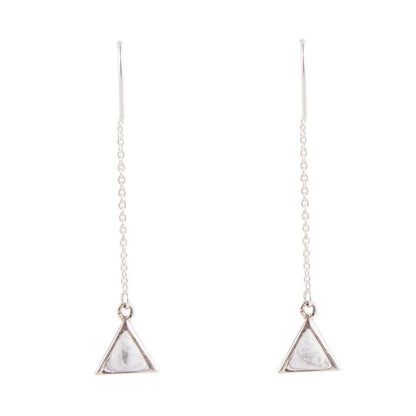 Triangle Threader White Howlite and Sterling Silver Earrings Barse Jewelry