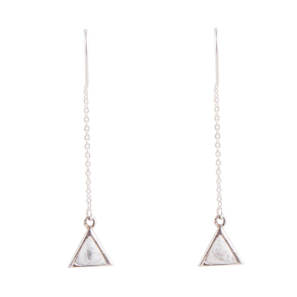 Triangle Threader White Howlite and Sterling Silver Earrings Barse Jewelry