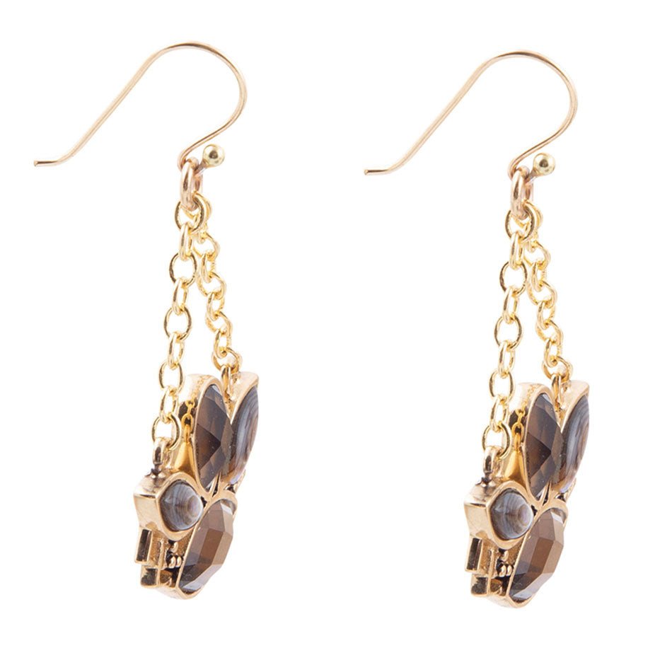 Tribecca Blue Abalone Black Smoky Quartz Golden Drop Earrings Barse Jewelry